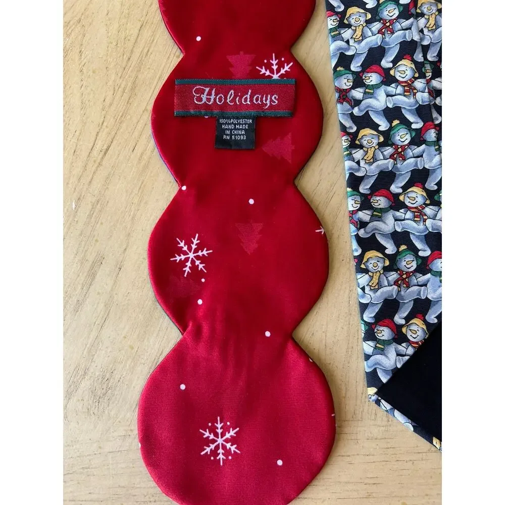 VTG Holiday Christmas Silk Ties Santa Snowmen Ornaments Red Green Necktie Lot 3
